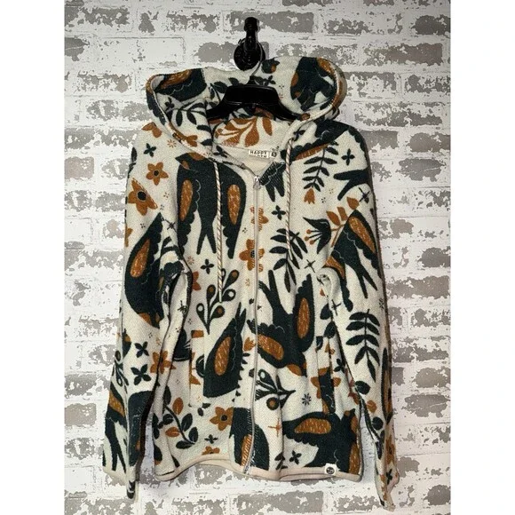 NEW! Happy Earth Hygge Sherpa 100% Organic Full Zip Hooded Sweater Jacket $210 - Picture 7 of 7